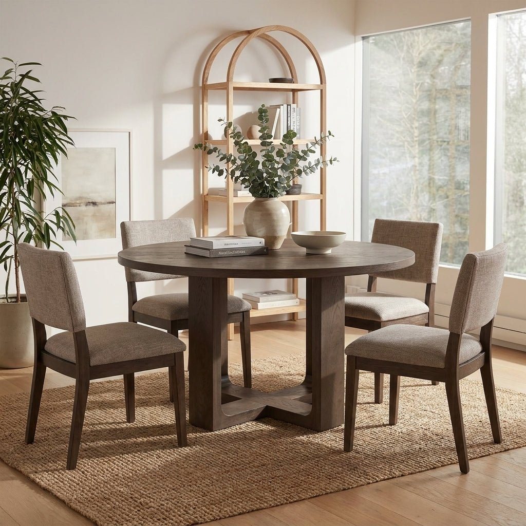 Harrow Round Dining Table Rustic Brown - Altera