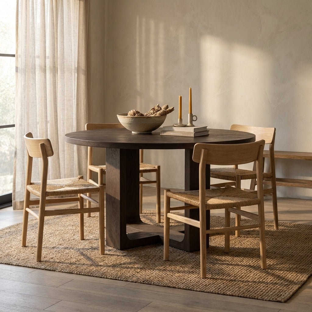 Harrow Round Dining Table Rustic Brown - Altera