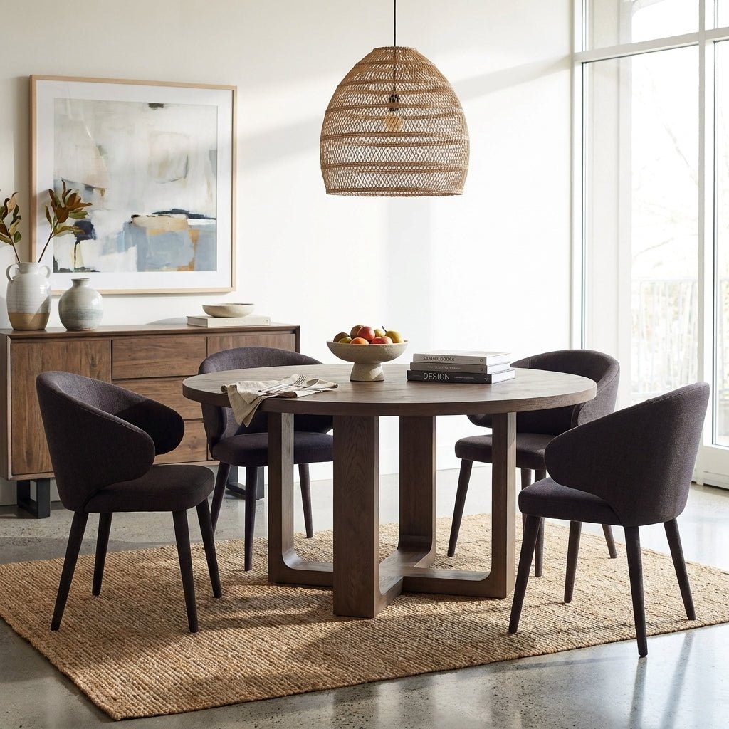 Harrow Round Dining Table Rustic Brown - Altera