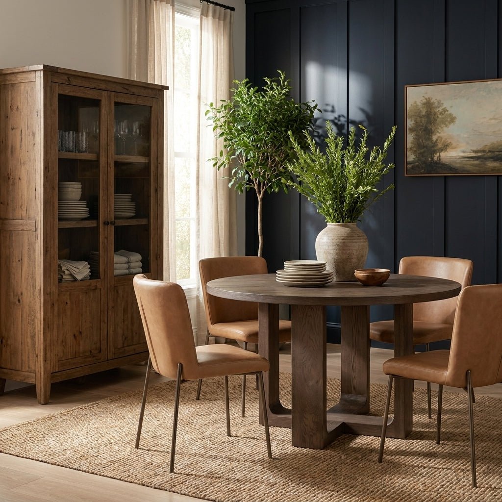 Harrow Round Dining Table Rustic Brown - Altera