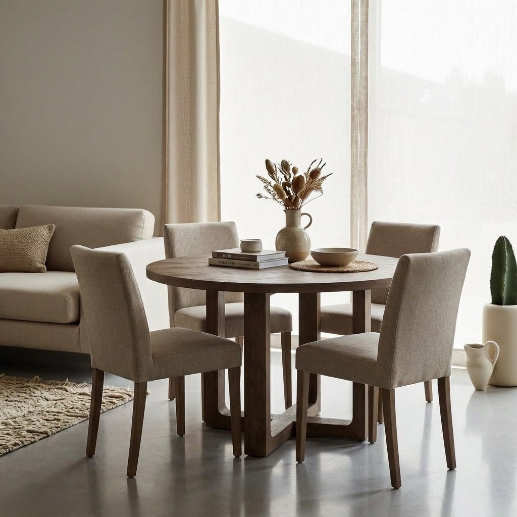Harrow Round Dining Table Rustic Brown - Altera