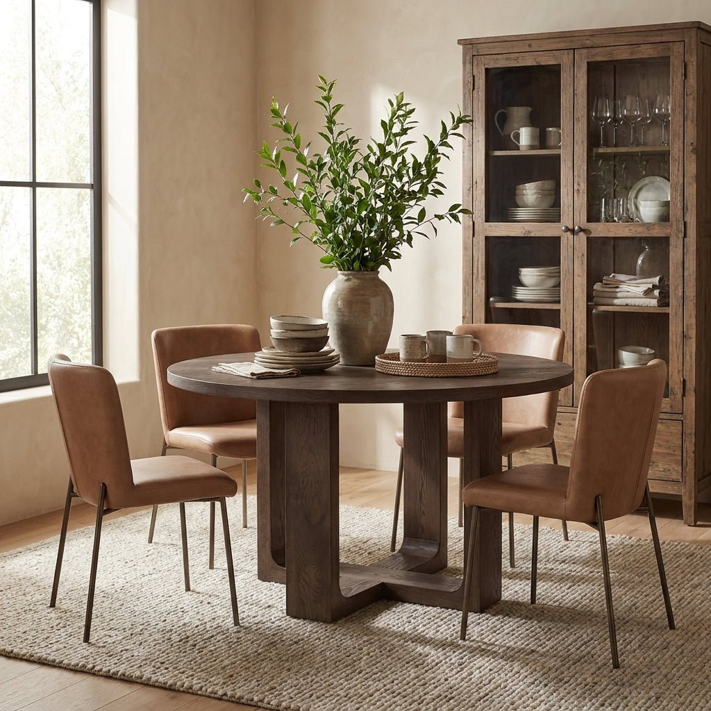 Harrow Round Dining Table Rustic Brown - Altera