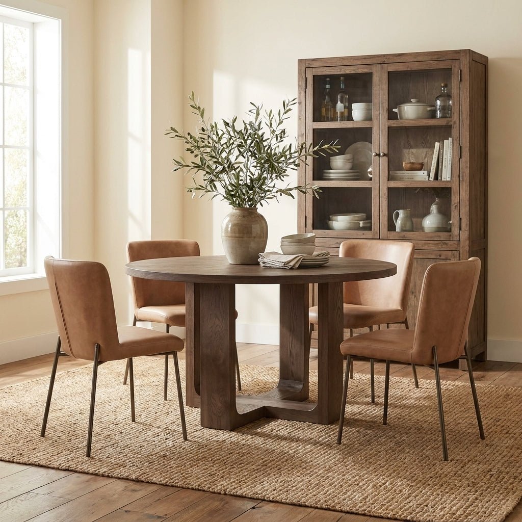 Harrow Round Dining Table Rustic Brown - Altera