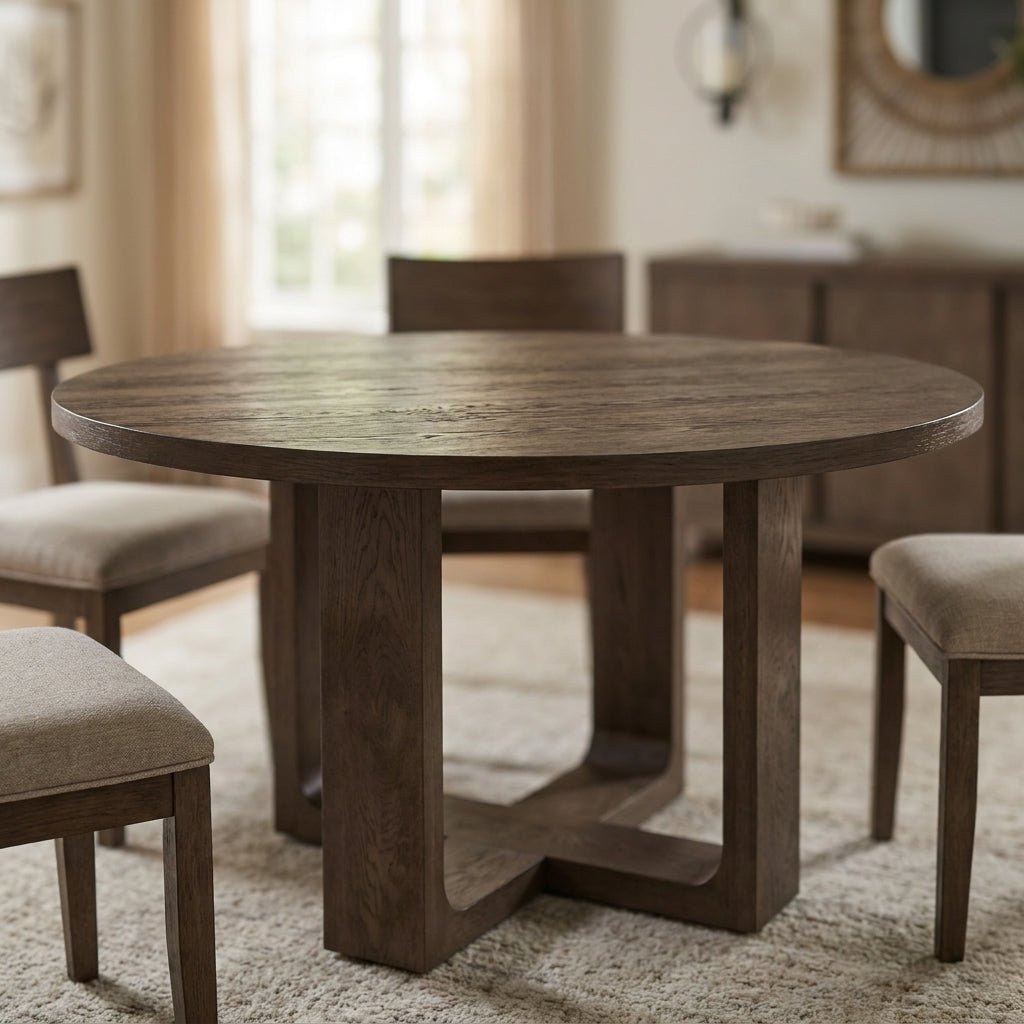 Harrow Round Dining Table Rustic Brown - Altera