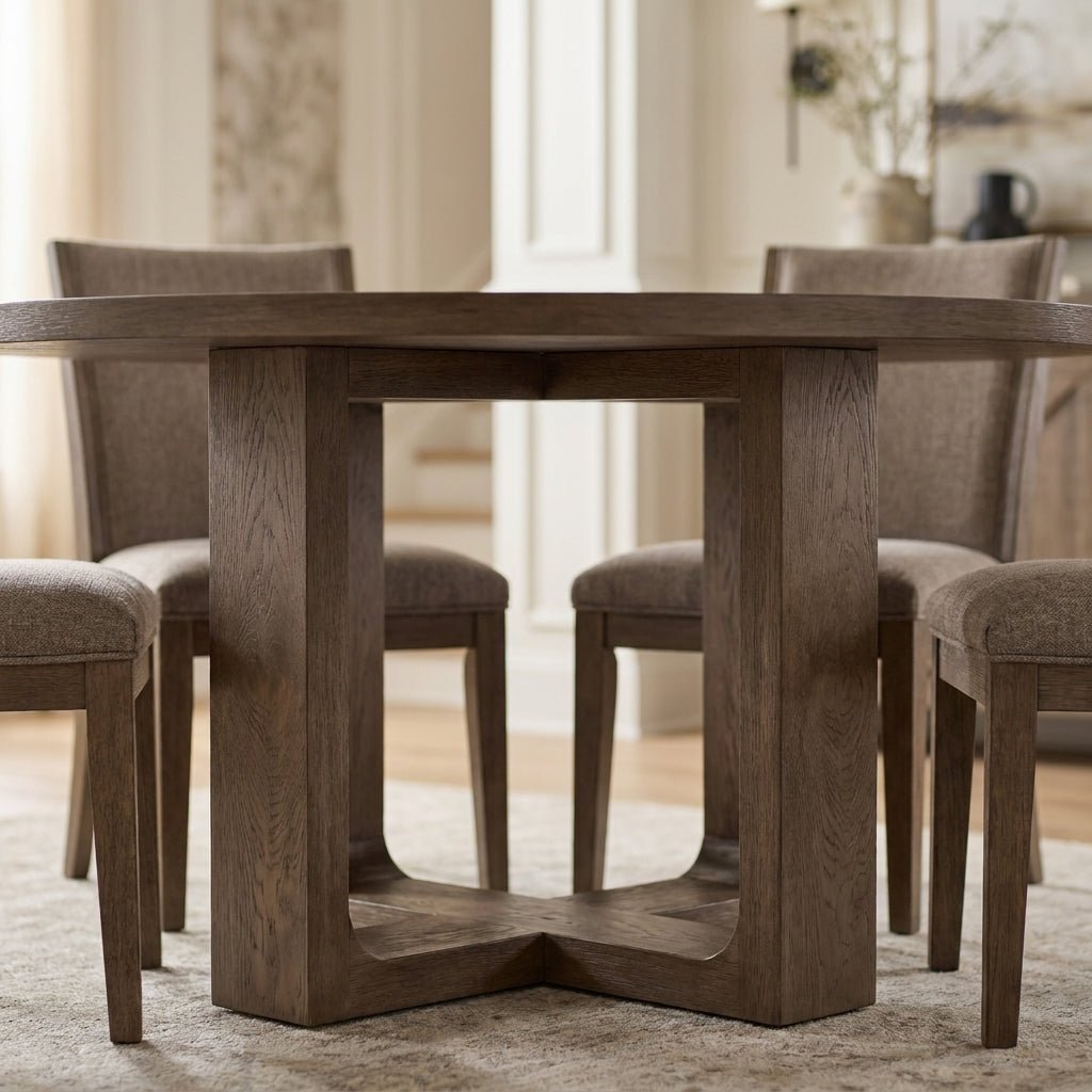 Harrow Round Dining Table Rustic Brown - Altera