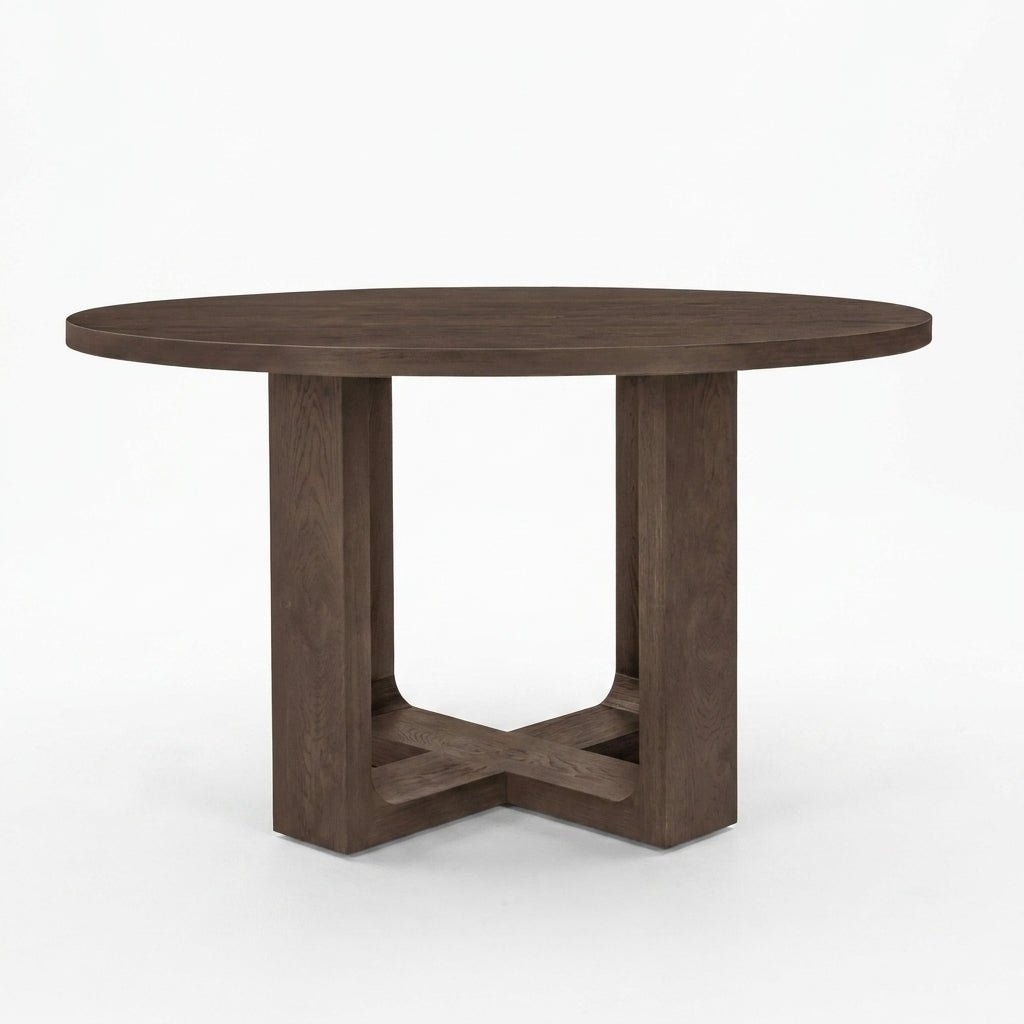 Harrow Round Dining Table Rustic Brown - Altera