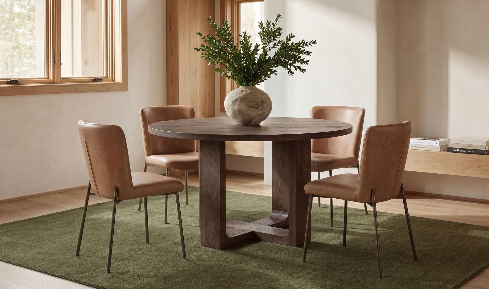 Harrow Round Dining Table Rustic Brown - Altera