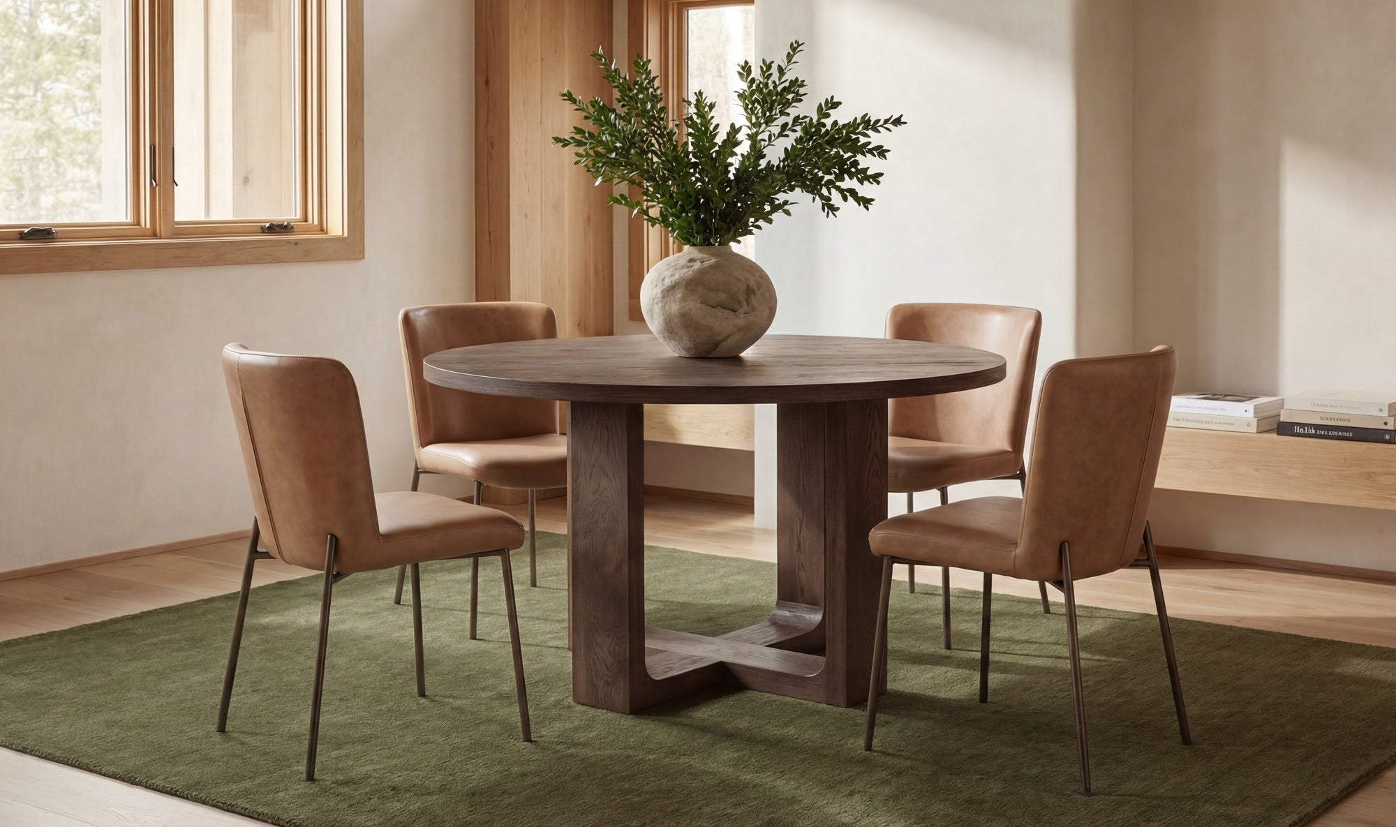 Harrow Round Dining Table Rustic Brown - Altera