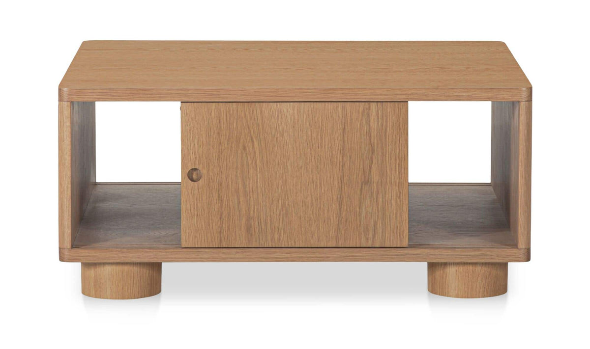 Hobart Storage Coffee Table in Natural — oak veneer detail