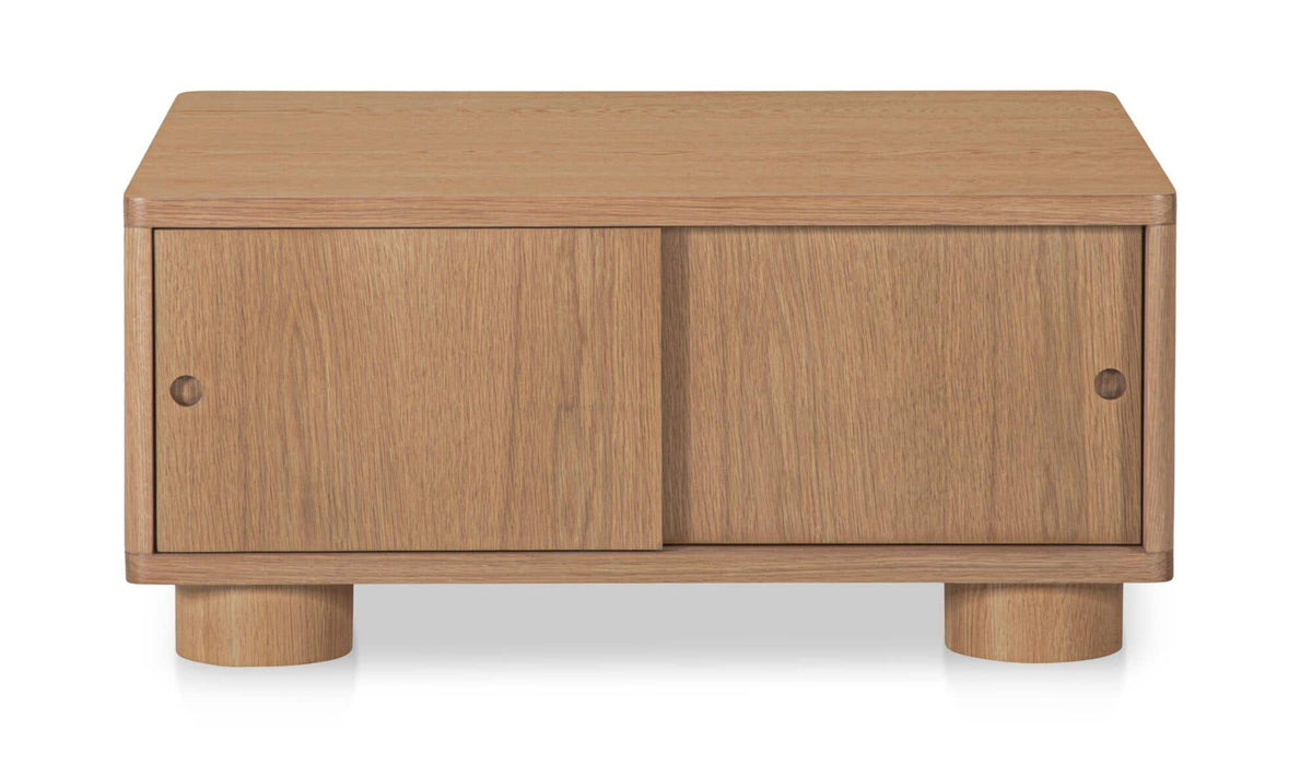 Hobart Storage Coffee Table in Natural — oak veneer, 35" × 30"