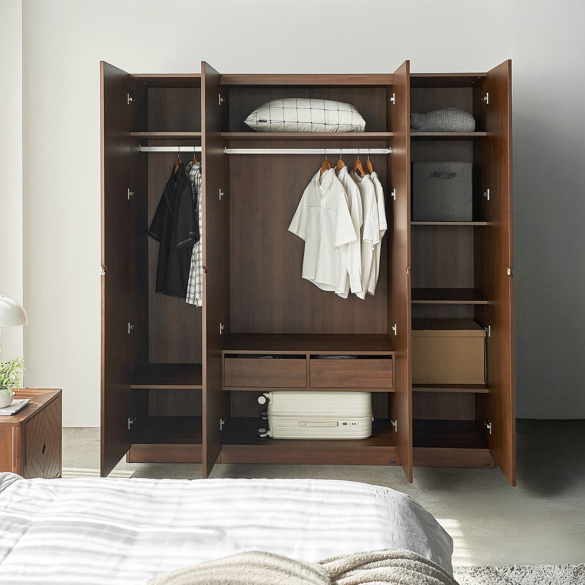 Hobro 301 Four - Door Acacia Veneer Wood Wardrobe - Altera