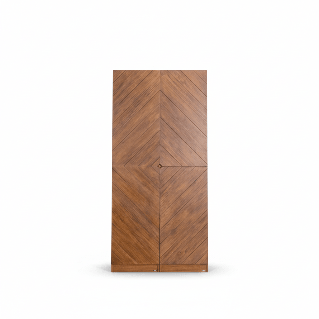 Hobro 301 Two - Door Wooden Wardrobe with Geometric Veneer - Altera