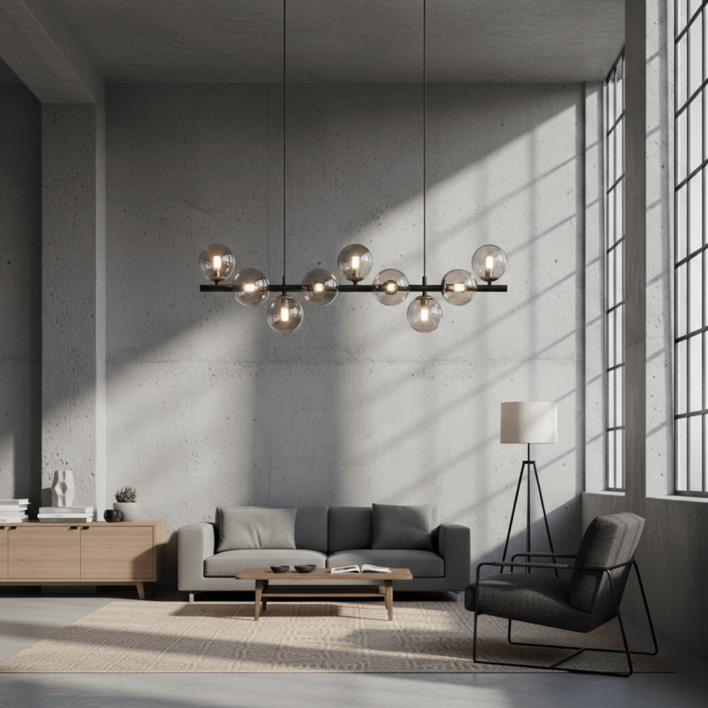 Horizon Bar Pendant with Smoked Globes - Altera