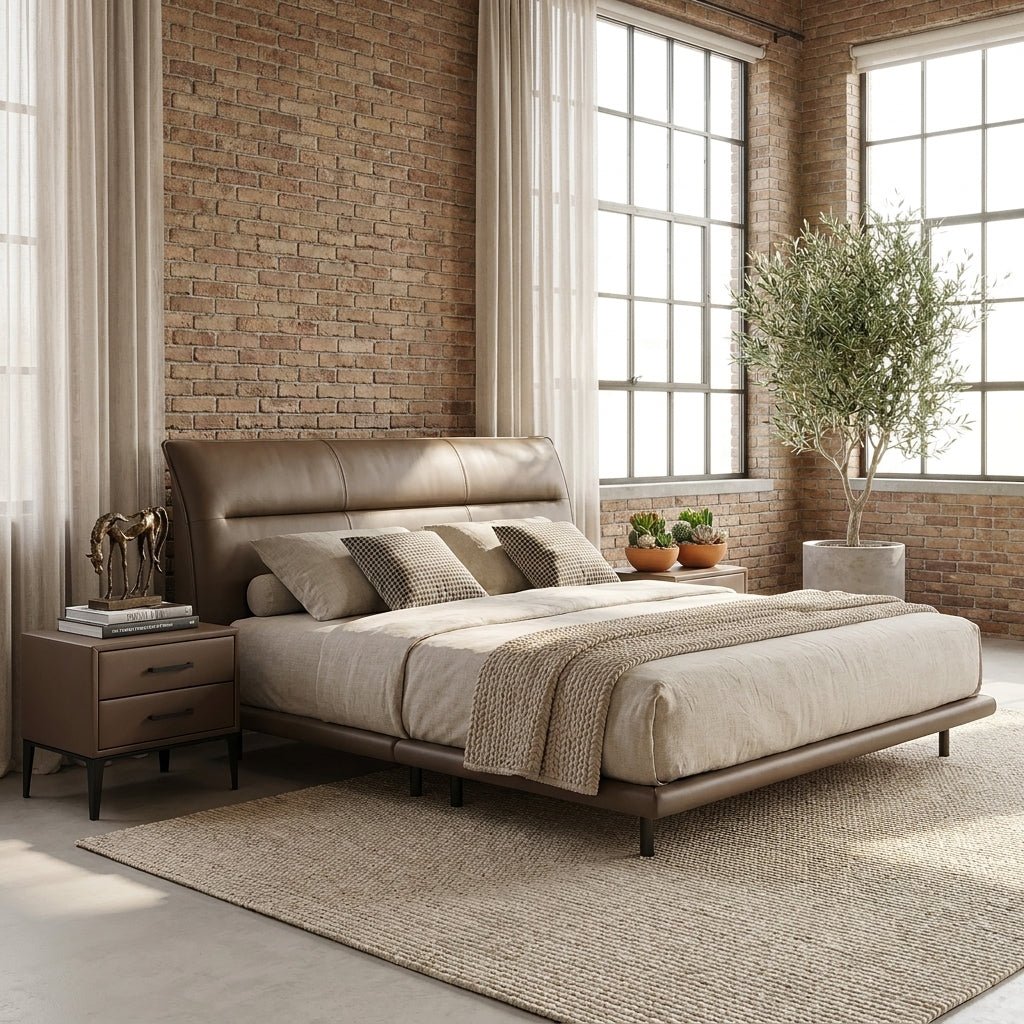 Hudson Genuine Leather Bed - Altera