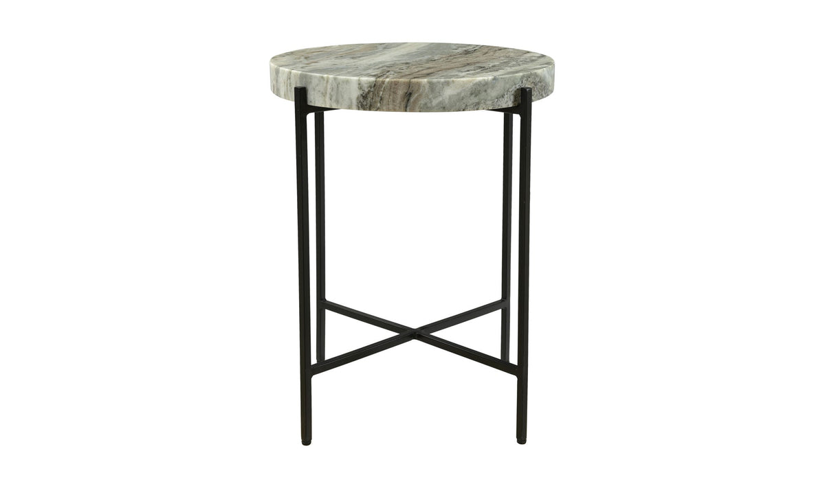 Coniston Accent Table in Light Brown — marble top, 18" × 18"