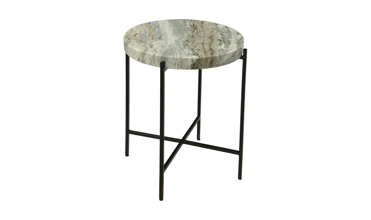 Coniston Accent Table in Light Brown — marble top detail