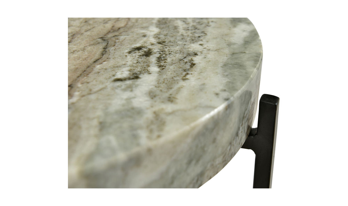Coniston Accent Table in Light Brown — marble top detail