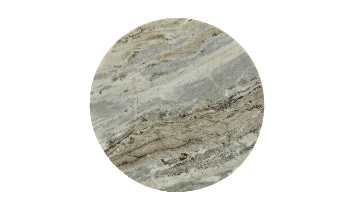 Coniston Accent Table in Light Brown — marble top detail