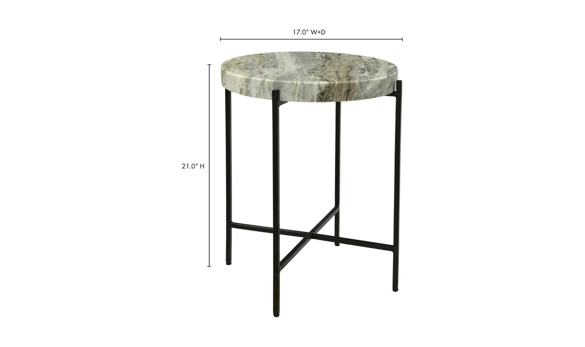 Coniston Accent Table in Light Brown — dimensions diagram, 18" × 18"