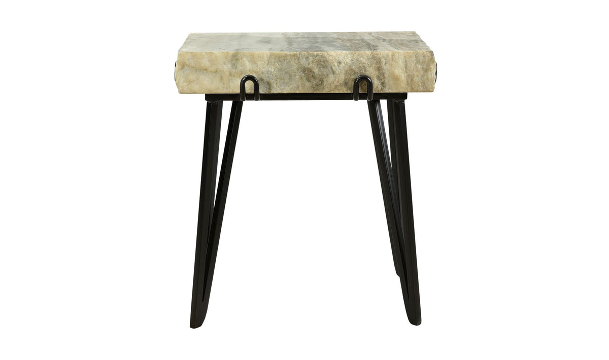 Asheville Accent Table in Light Brown — marble top, 19" × 13"