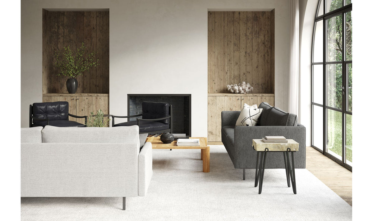 Asheville Accent Table in Light Brown — styled in a living room