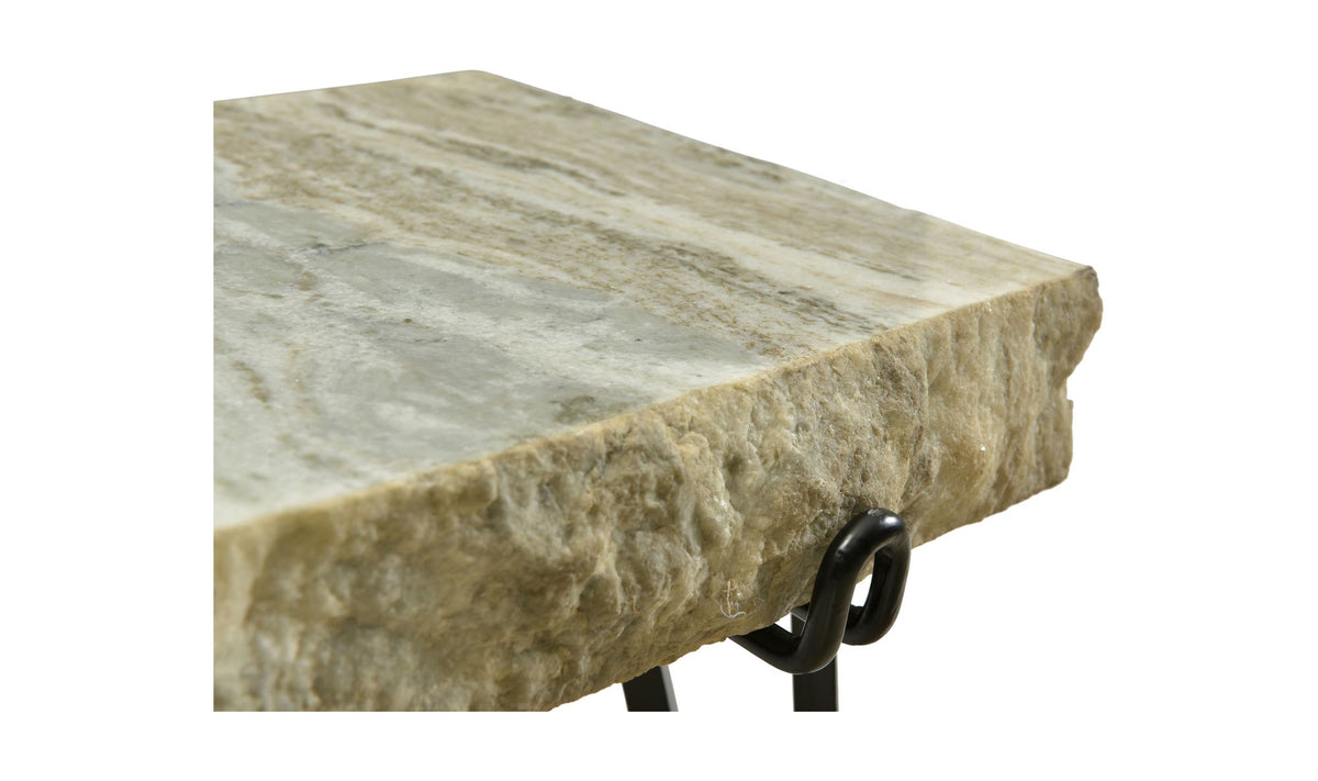 Asheville Accent Table in Light Brown — marble top detail