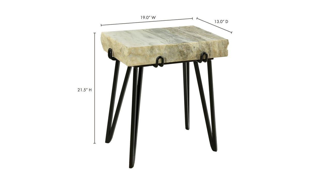 Asheville Accent Table in Light Brown — dimensions diagram, 19" × 13"