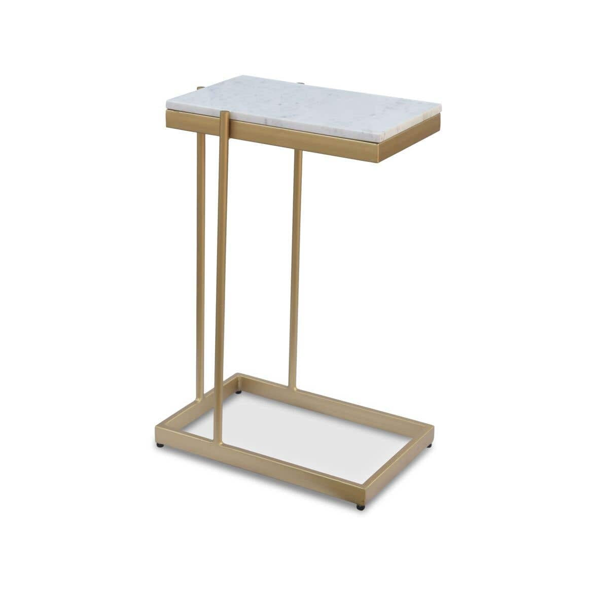 Skagen C Table in White — white marble top detail