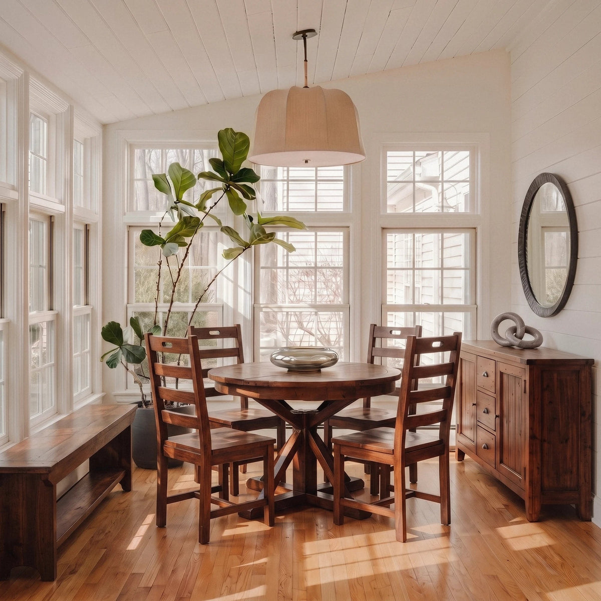 Inglewood Round Extension Reclaimed Wood Dining Set - Altera