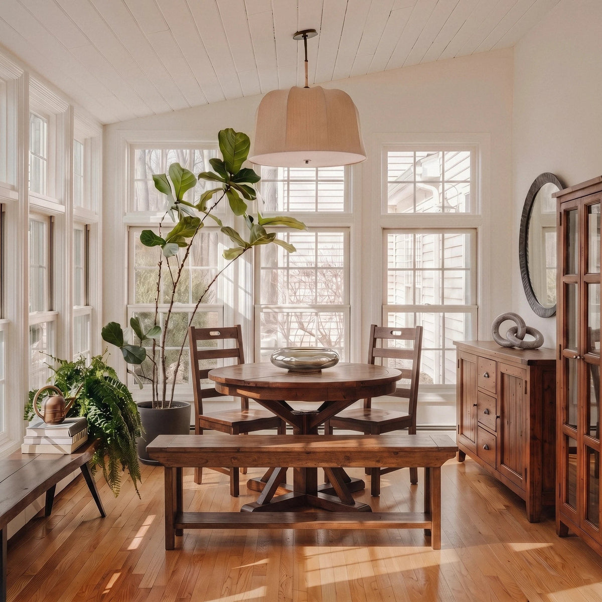 Inglewood Round Extension Reclaimed Wood Dining Set - Altera