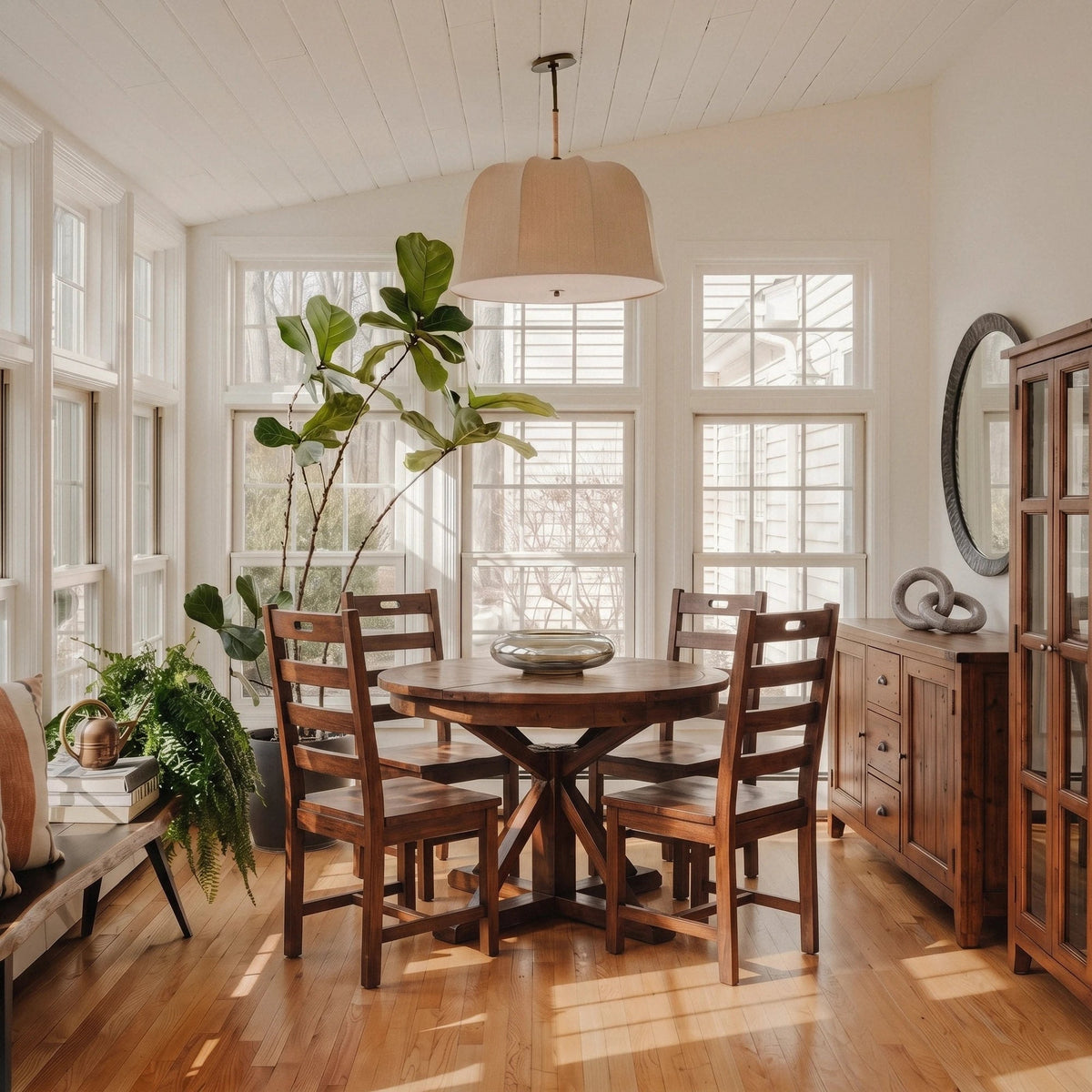 Inglewood Round Extension Reclaimed Wood Dining Set - Altera
