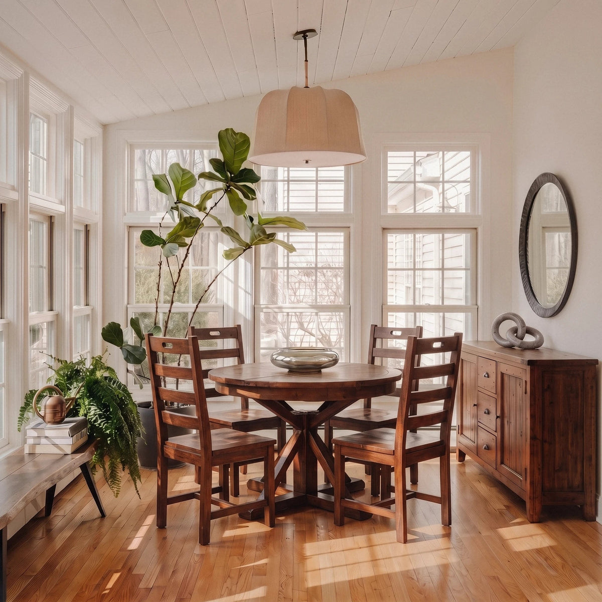 Inglewood Round Extension Reclaimed Wood Dining Set - Altera