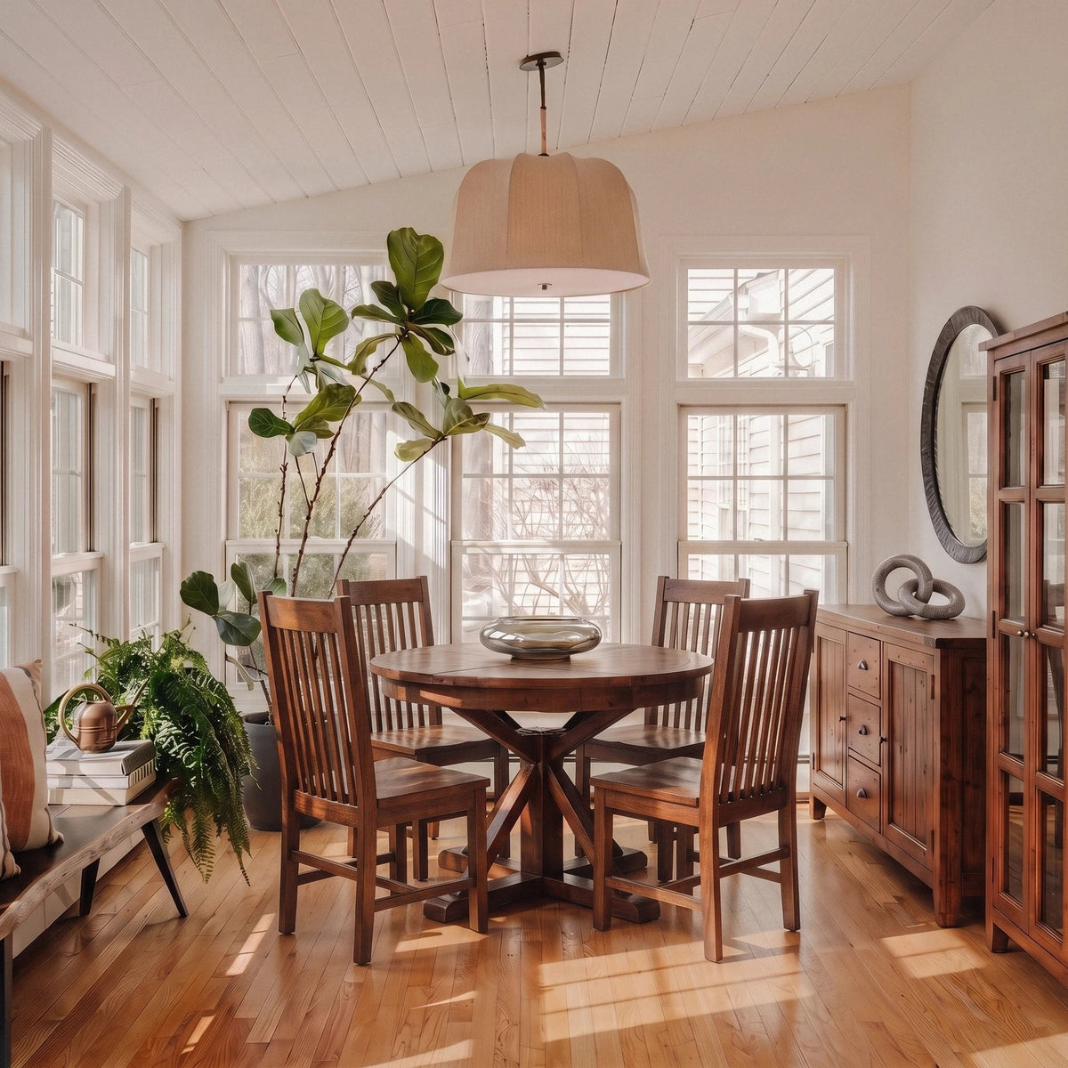 Inglewood Round Extension Reclaimed Wood Dining Set - Altera