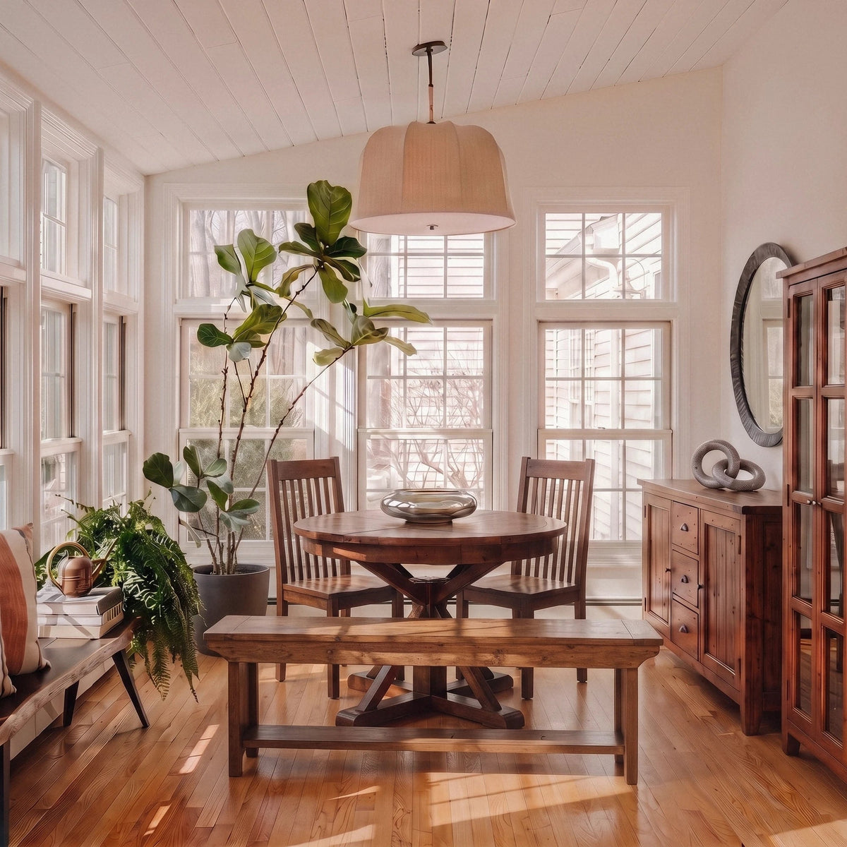 Inglewood Round Extension Reclaimed Wood Dining Set - Altera