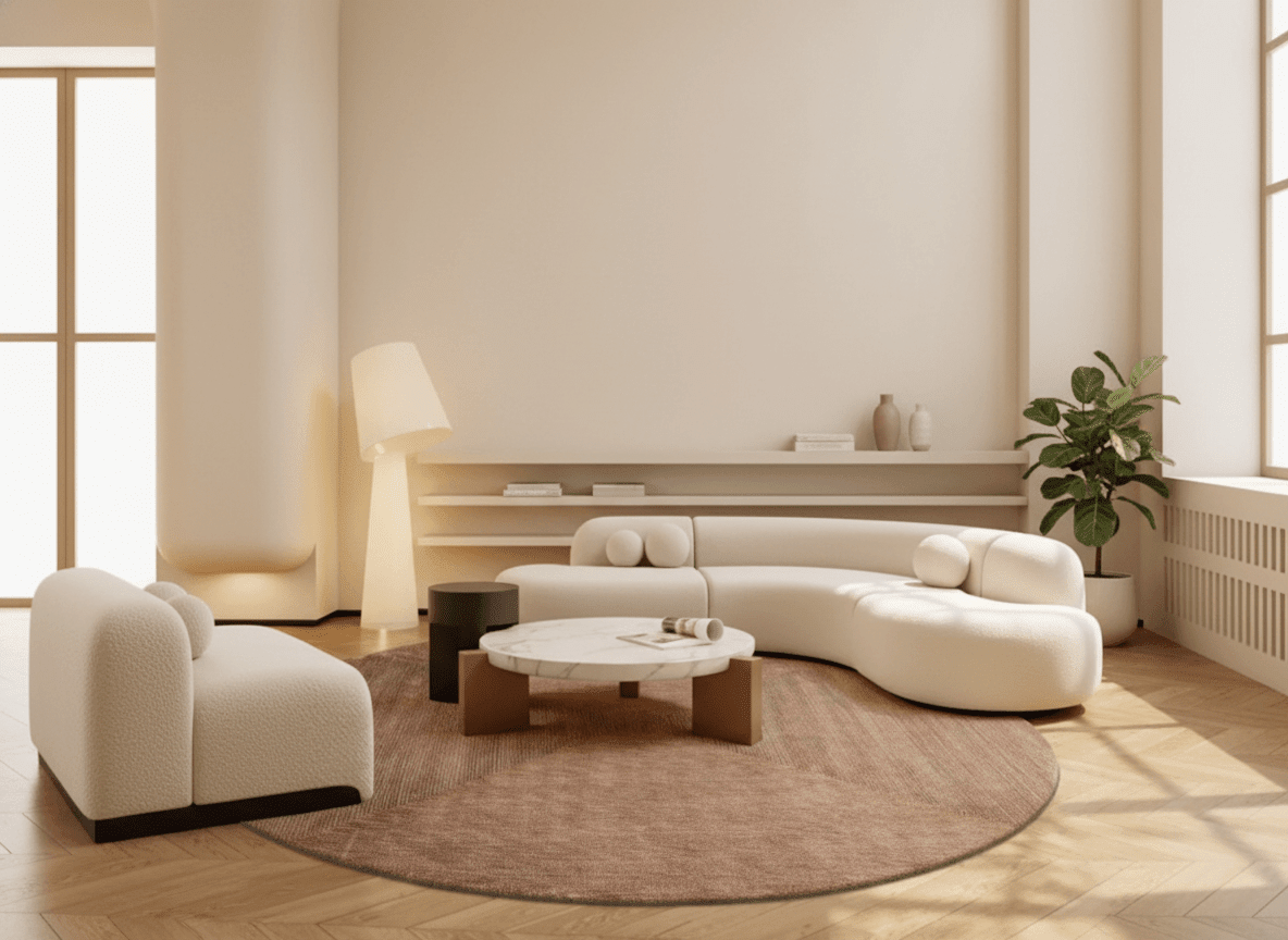 Japandi Style Handcrafted Round Rug - Altera