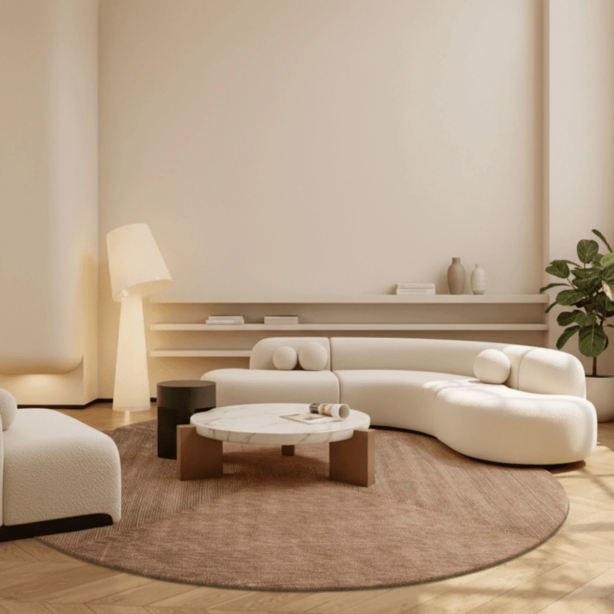 Japandi Style Handcrafted Round Rug - Altera