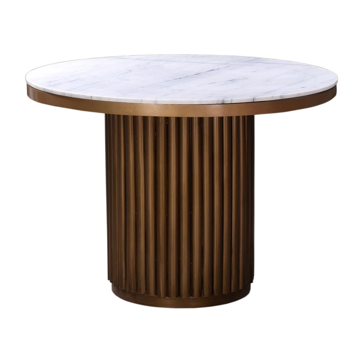Teruel Dining Table in White Marble, metal, 42" × 42"