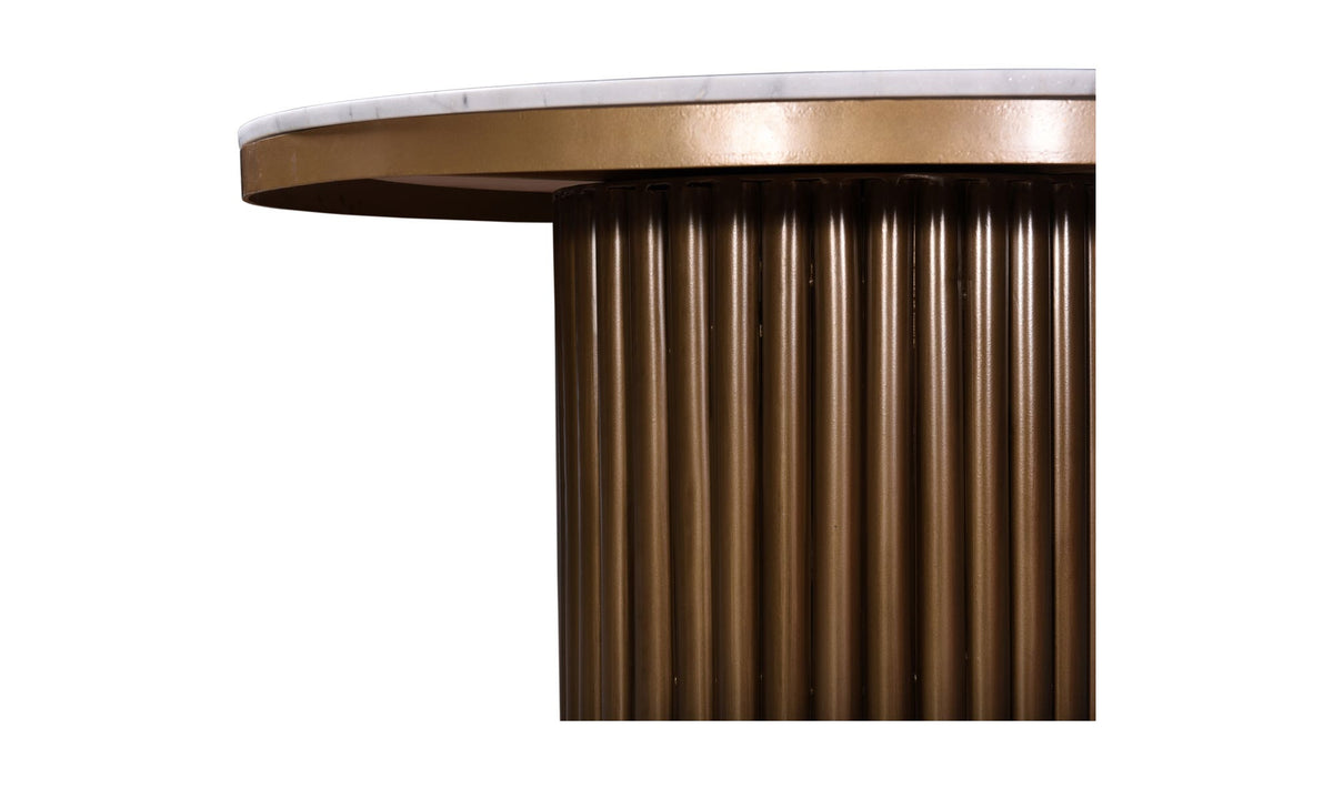 Teruel Dining Table in White Marble, metal detail