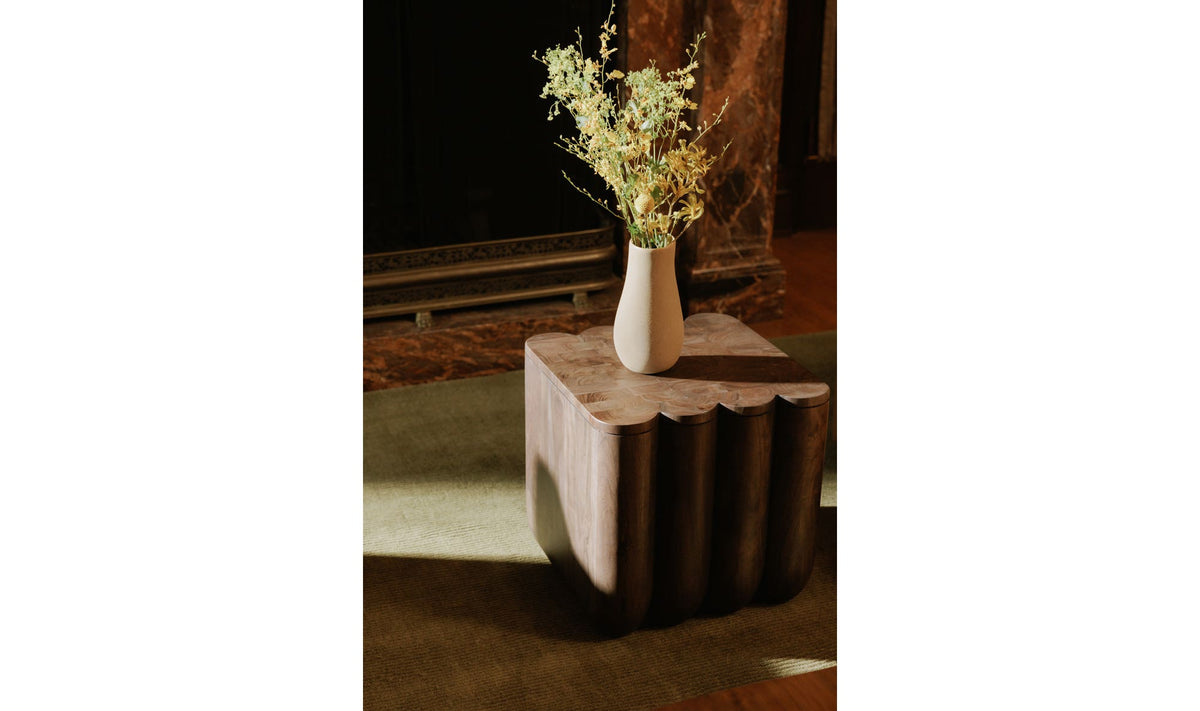 Padstow Punyo Accent Table in Espresso Brown — styled in a living room
