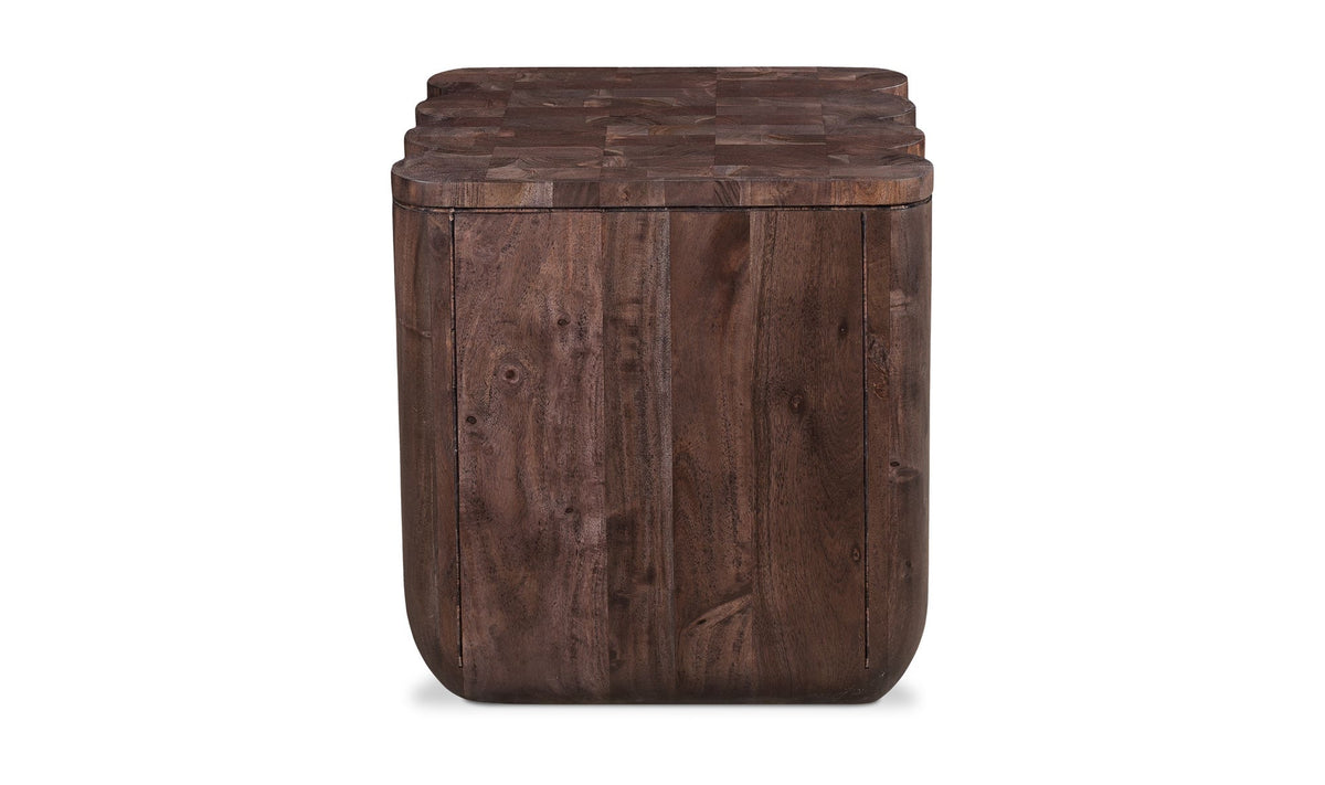 Padstow Punyo Accent Table in Espresso Brown — side profile