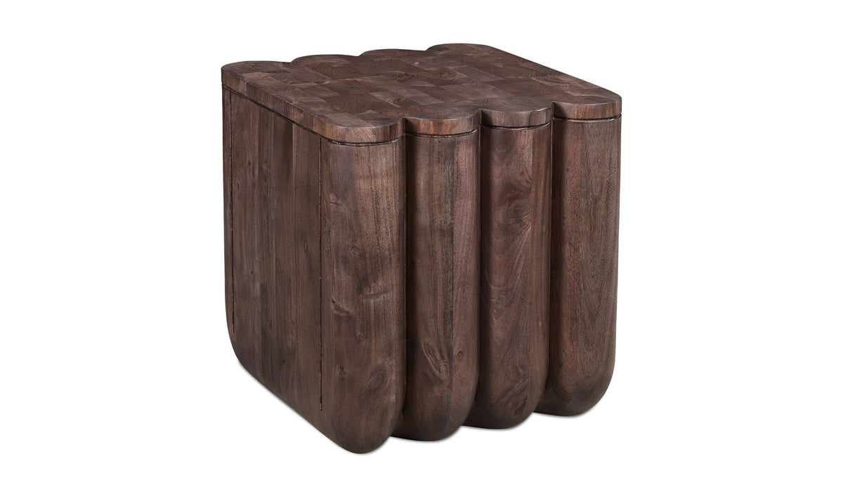 Padstow Punyo Accent Table in Espresso Brown — acacia wood detail
