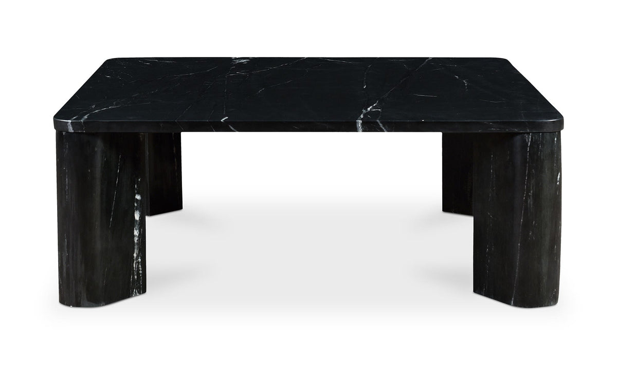 Salcombe Coffee Table in Jetty Black — black marble, 35½" × 35½"