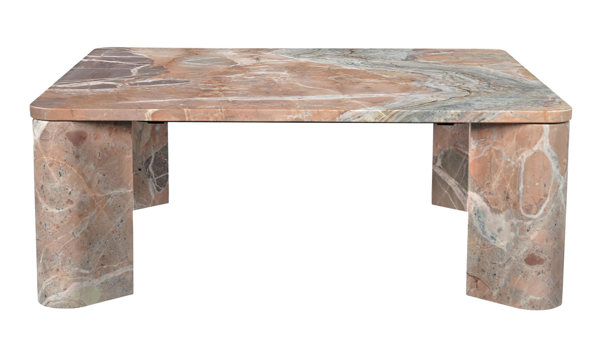 Salcombe Coffee Table in Orange Levante Marble — orange lavante marble, 35½" × 35½"