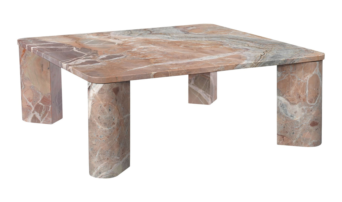 Salcombe Coffee Table in Orange Levante Marble — three-quarter view