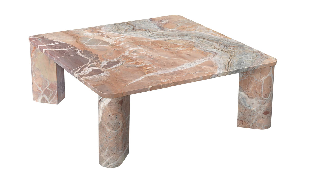 Salcombe Coffee Table in Orange Levante Marble — orange lavante marble detail