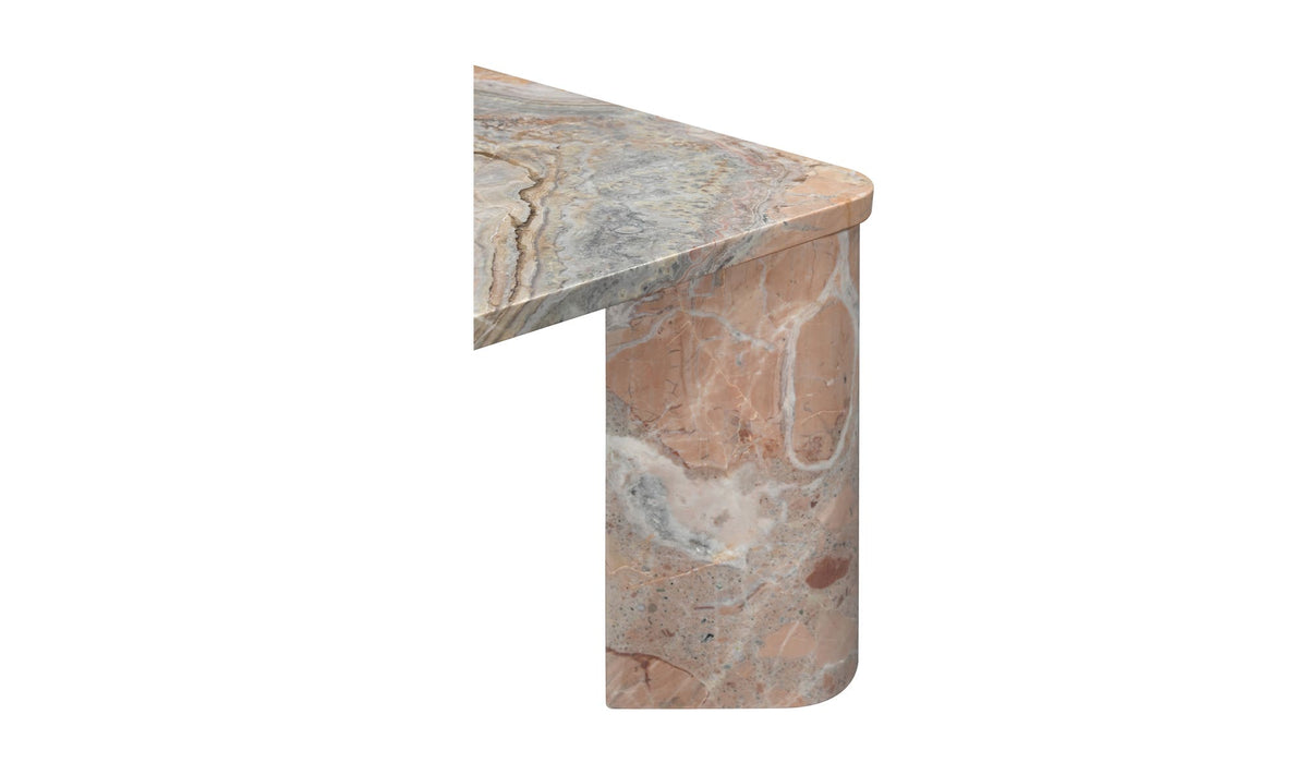 Salcombe Coffee Table in Orange Levante Marble — orange lavante marble detail