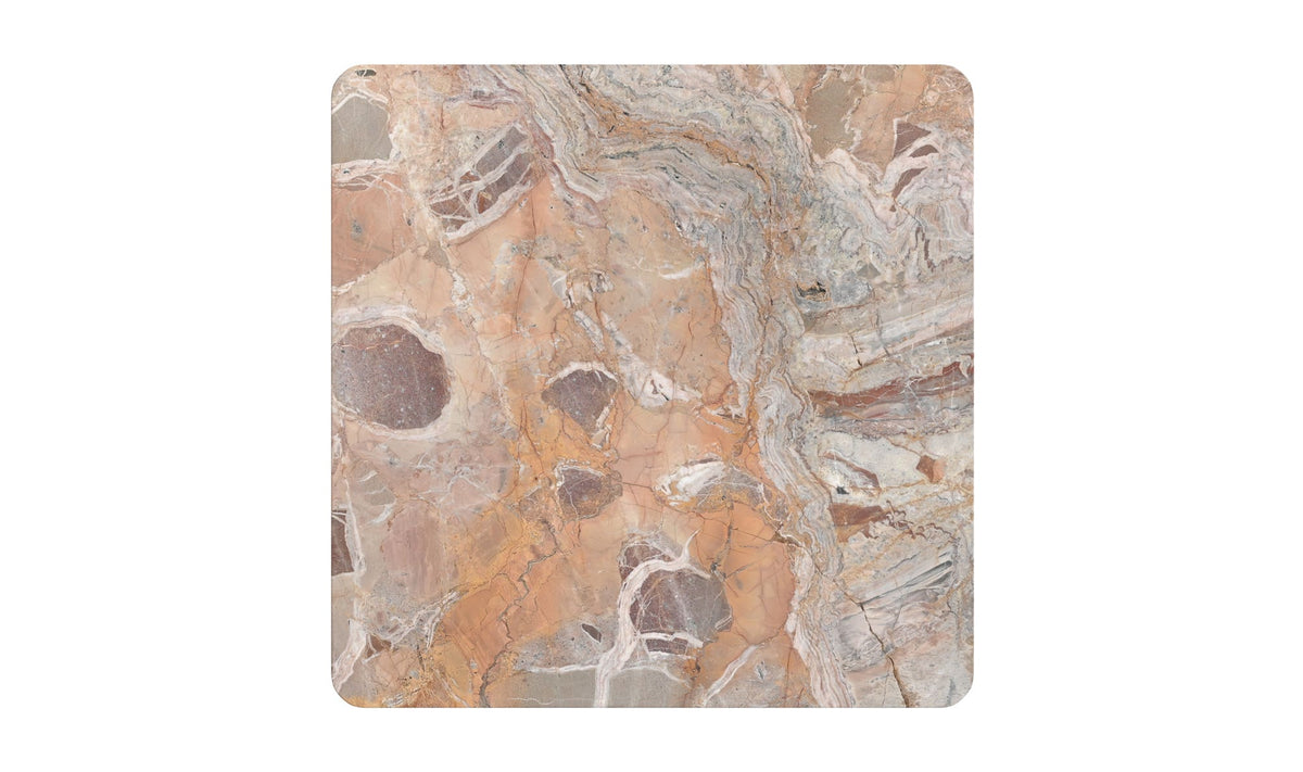 Salcombe Coffee Table in Orange Levante Marble — orange lavante marble detail