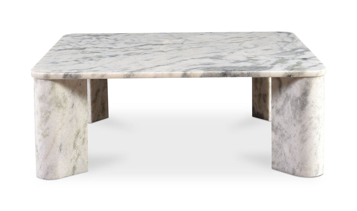 Salcombe Coffee Table in Ashen Grey — raj grey marble, 35½" × 35½"