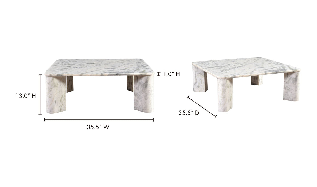 Salcombe Coffee Table in Ashen Grey — dimensions diagram, 35½" × 35½"