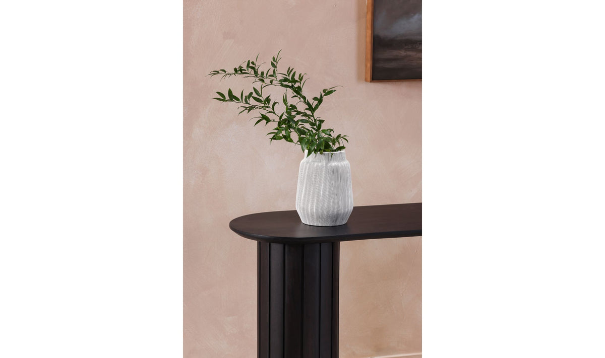 Polperro Console Table in Black, styled in a living room